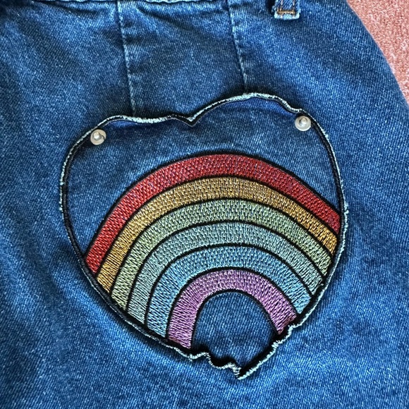 Cider  Womens sz 5 Wide Leg High Rise Rainbow Pockets, Y2K, Carnaval, Feminine - Picture 6 of 8